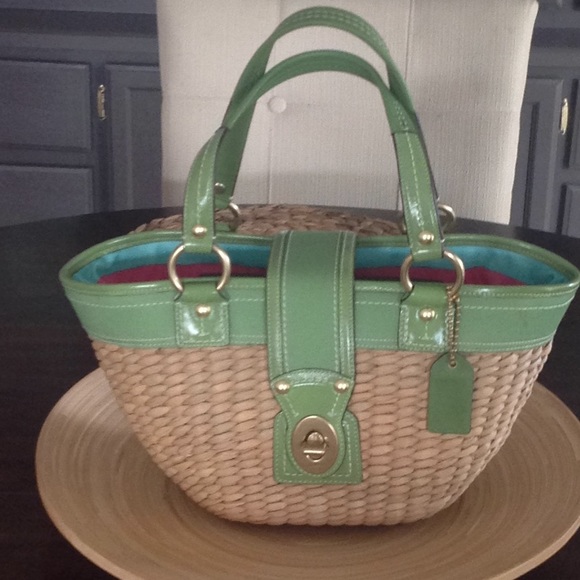 Coach Handbags - Coach basket bag green detail super clean.